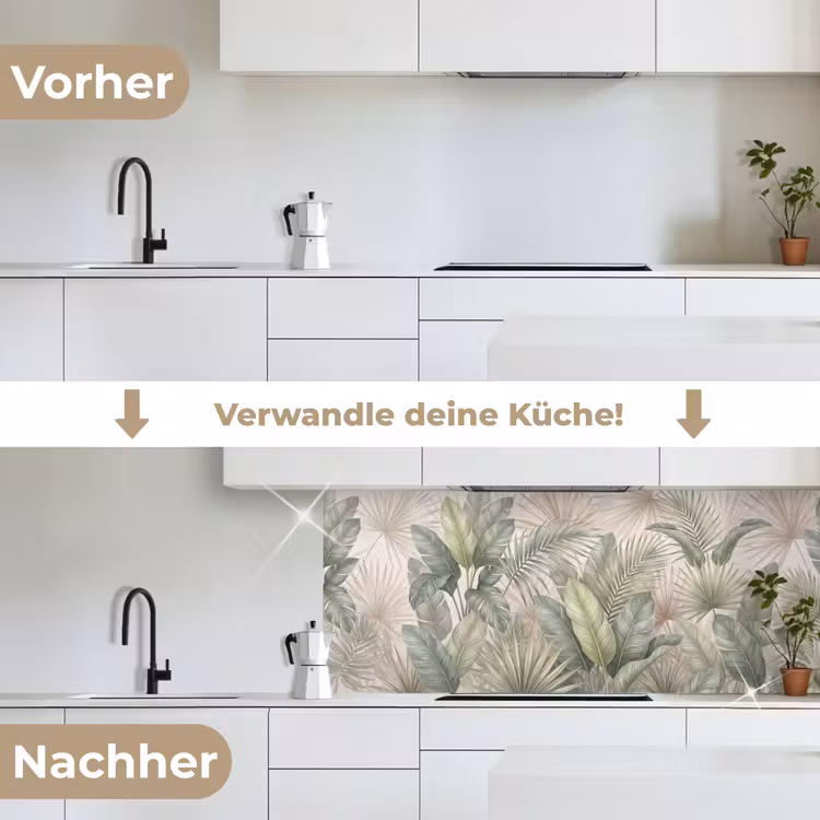 Planten - Tropisch - Bladeren - Groen - Natuur keuken achterwand 2 middel -voor-na_DE