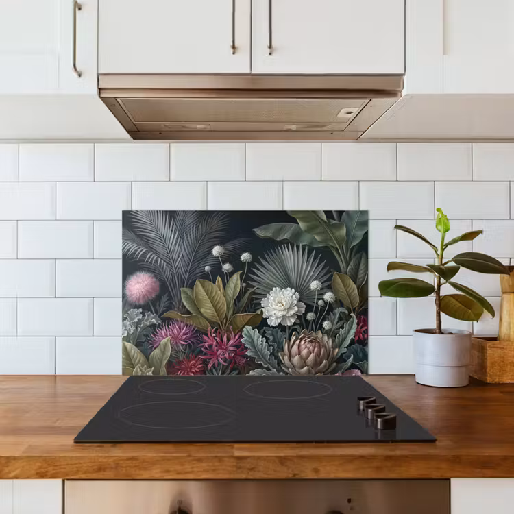 Planten - Tropisch - Botanisch - Donker - Groen keuken achterwand spatscherm klein -sfeer2
