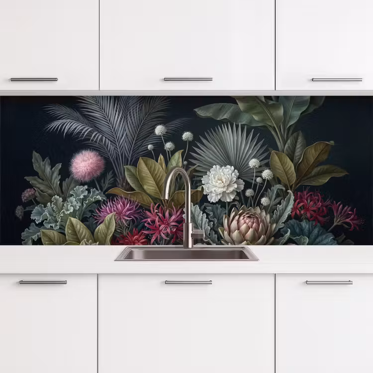Planten - Tropisch - Botanisch - Donker - Groen keuken achterwand 2 middel -3d