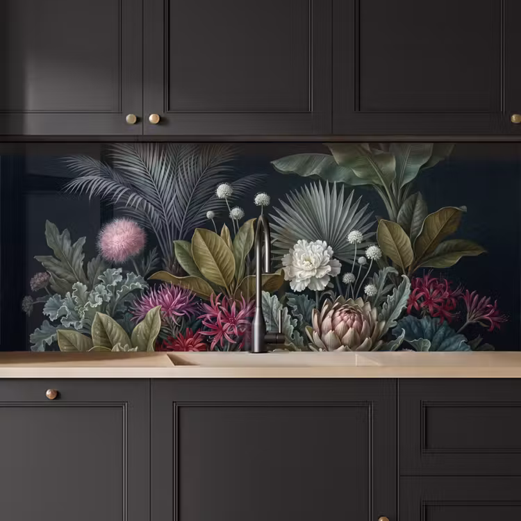 Planten - Tropisch - Botanisch - Donker - Groen keuken achterwand 2 middel -sfeer1