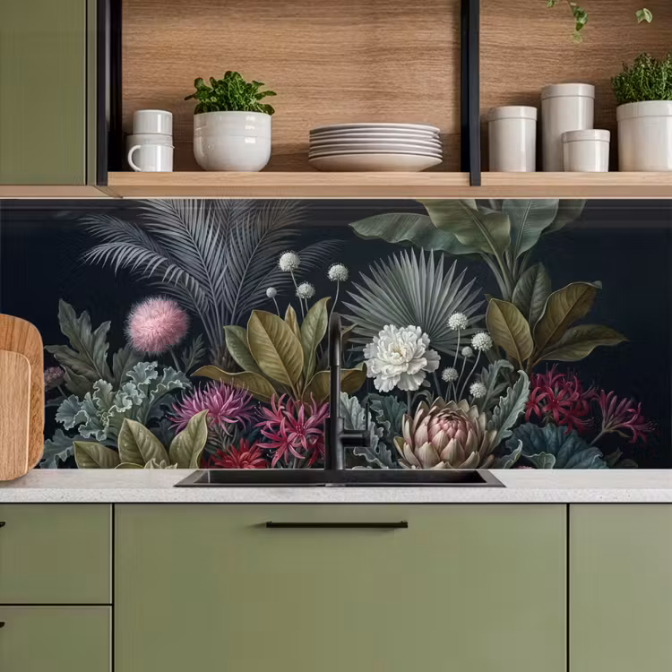 Planten - Tropisch - Botanisch - Donker - Groen keuken achterwand 2 middel -sfeer3