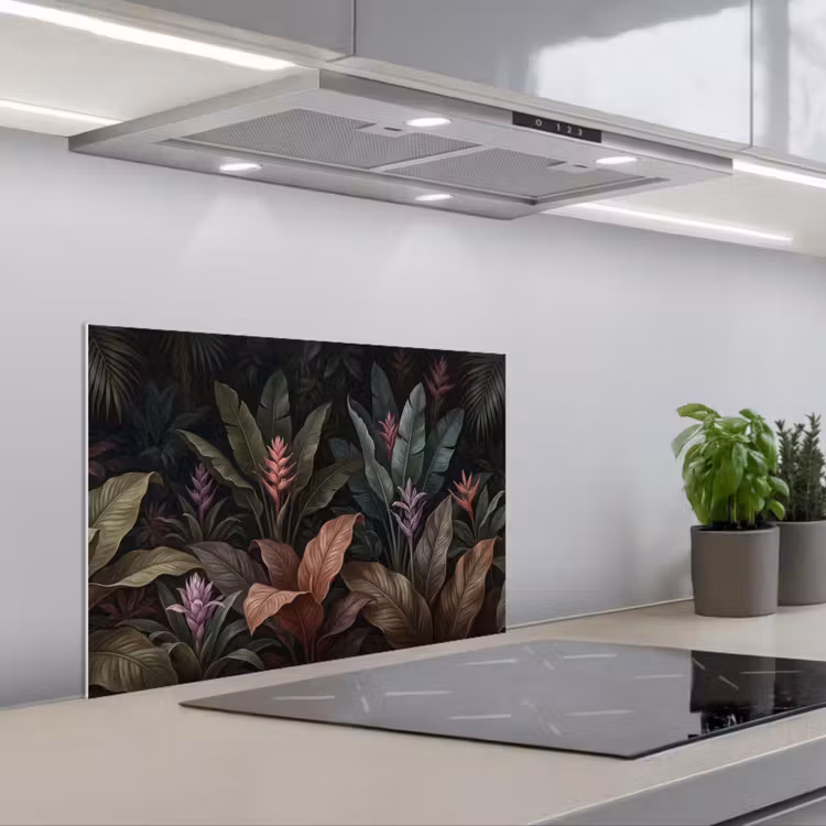 Planten - Tropisch - Jungle - Donker - Natuur keuken achterwand spatscherm klein -3d_schuin