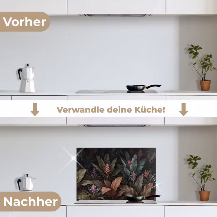 Planten - Tropisch - Jungle - Donker - Natuur keuken achterwand spatscherm klein -voor_na_DE