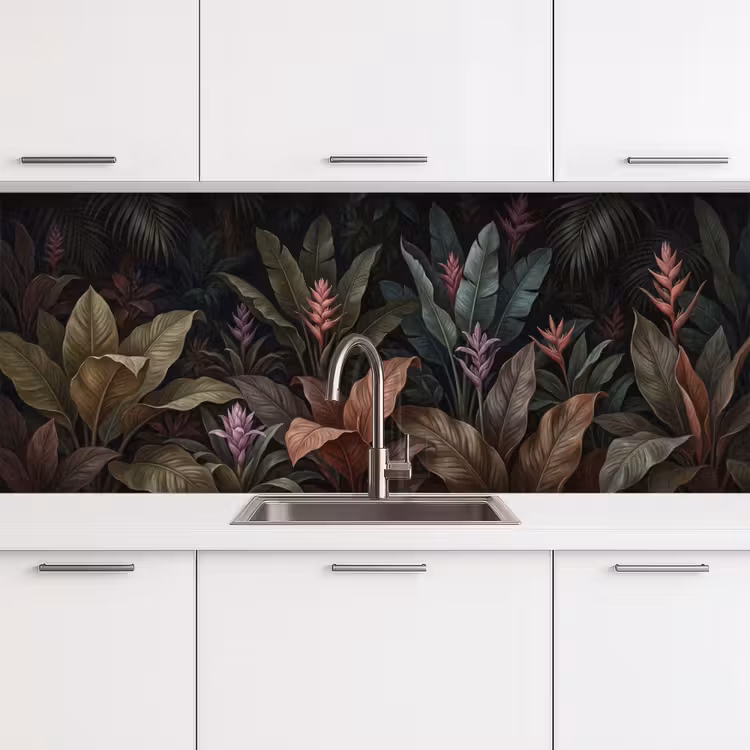 Planten - Tropisch - Jungle - Donker - Natuur keuken achterwand 2 middel -3d