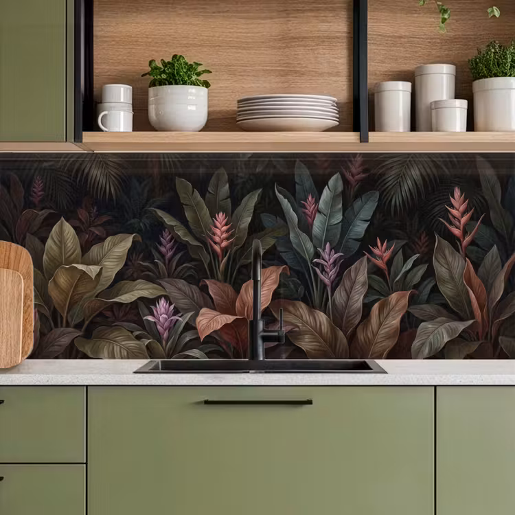 Planten - Tropisch - Jungle - Donker - Natuur keuken achterwand 2 middel -sfeer3
