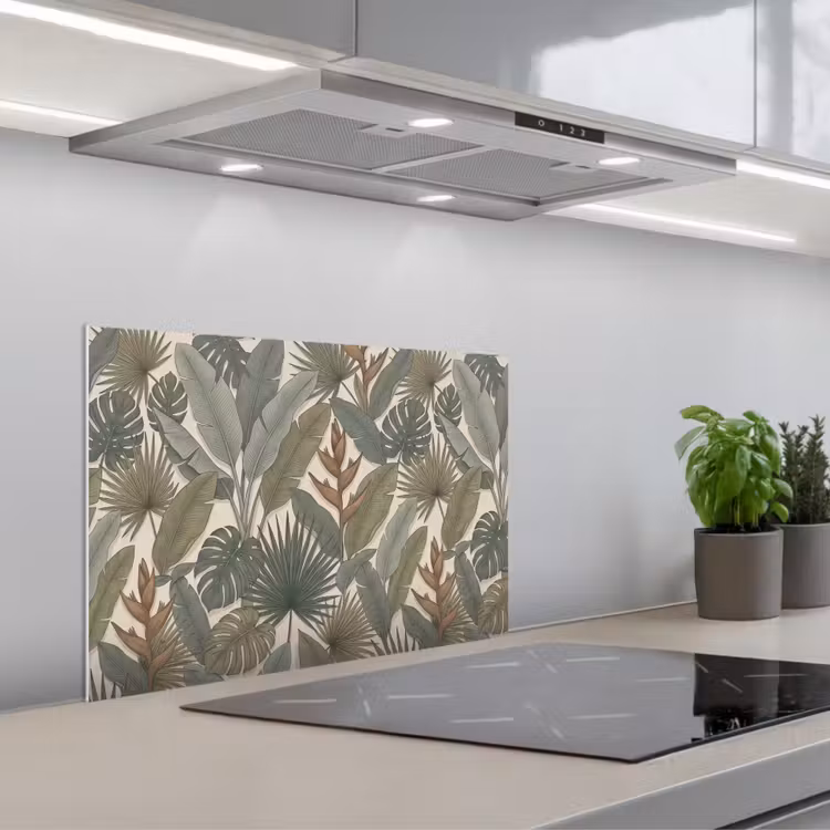 Planten - Tropisch - Natuur - Illustratie - Groen keuken achterwand spatscherm klein -3d_schuin