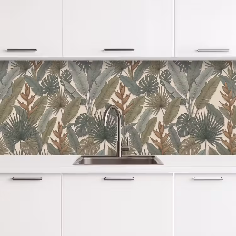 Planten - Tropisch - Natuur - Illustratie - Groen keuken achterwand 2 middel -3d