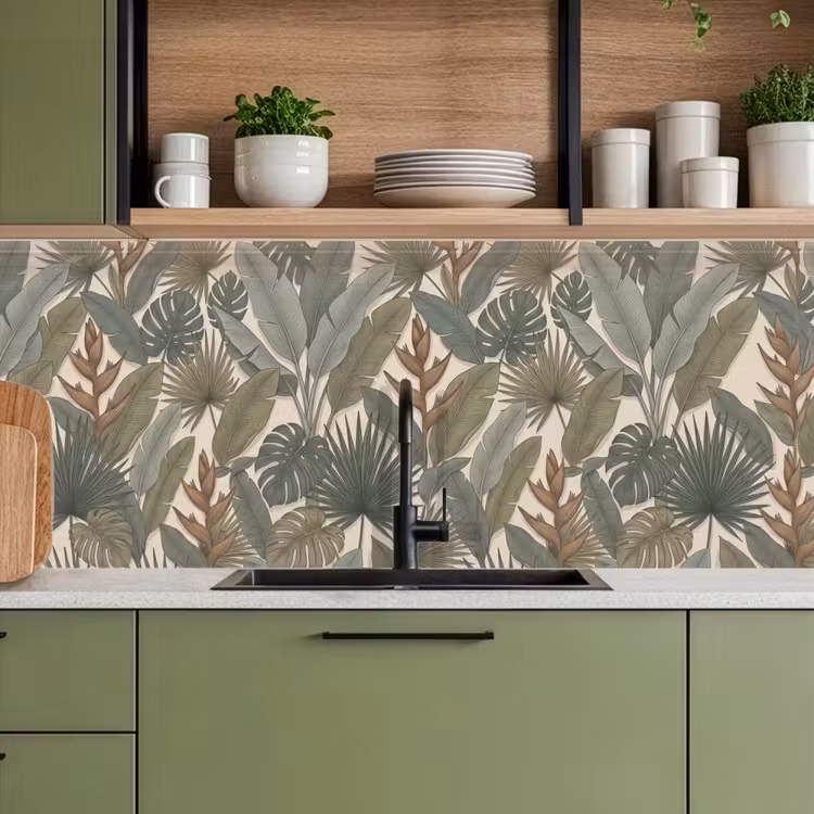 Planten - Tropisch - Natuur - Illustratie - Groen keuken achterwand 2 middel -sfeer3