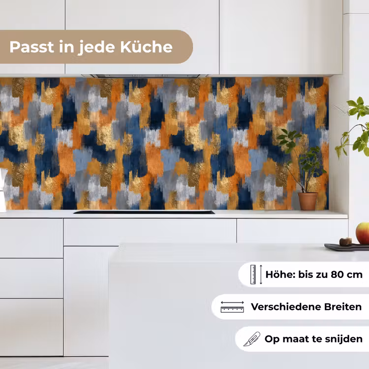 Penseelstrepen - Ruw - Textuur - Koperblauw keuken achterwand 2 middel 871 -sfeer4_DE