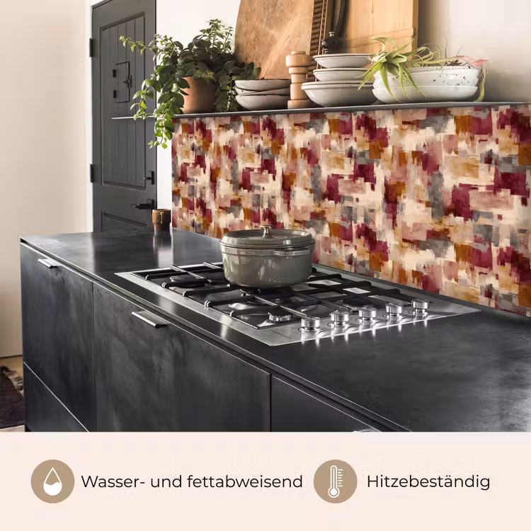 Penseelstrepen - Herfstsymfonie - Bordeauxrood keuken achterwand 2 middel 871 -usp_DE