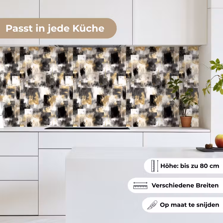 Penseelstrepen - Schaduwpatronen - Zwart - Goud keuken achterwand 2 middel 871 -sfeer4_DE