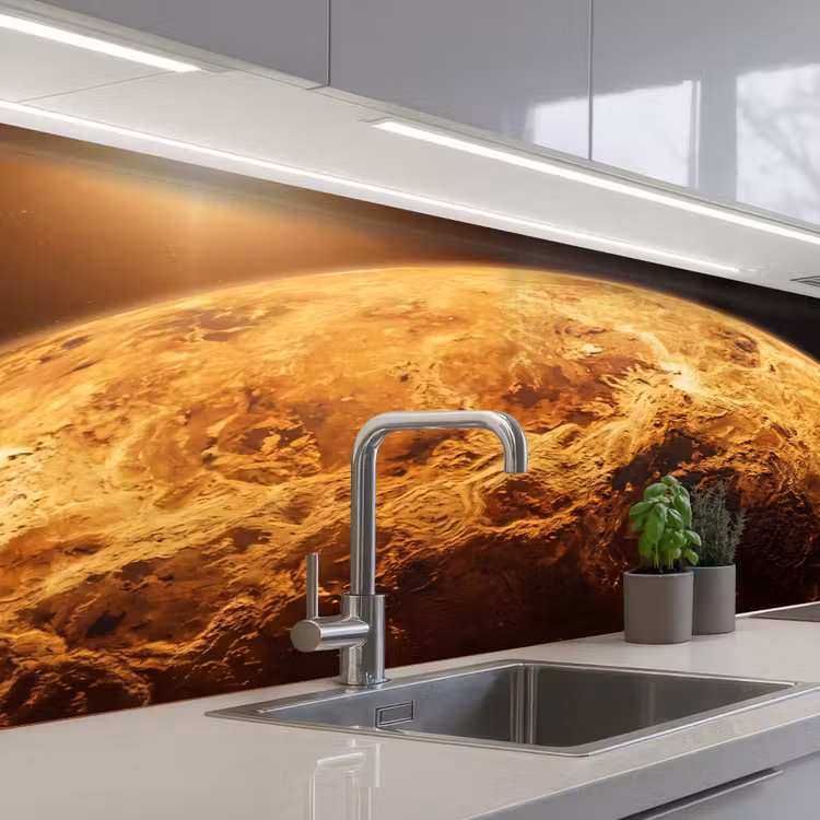 Küchenrückwand - Planet – Weltraum – Orange - Planeet - Ruimte - Oranje keuken achterwand 2 middel