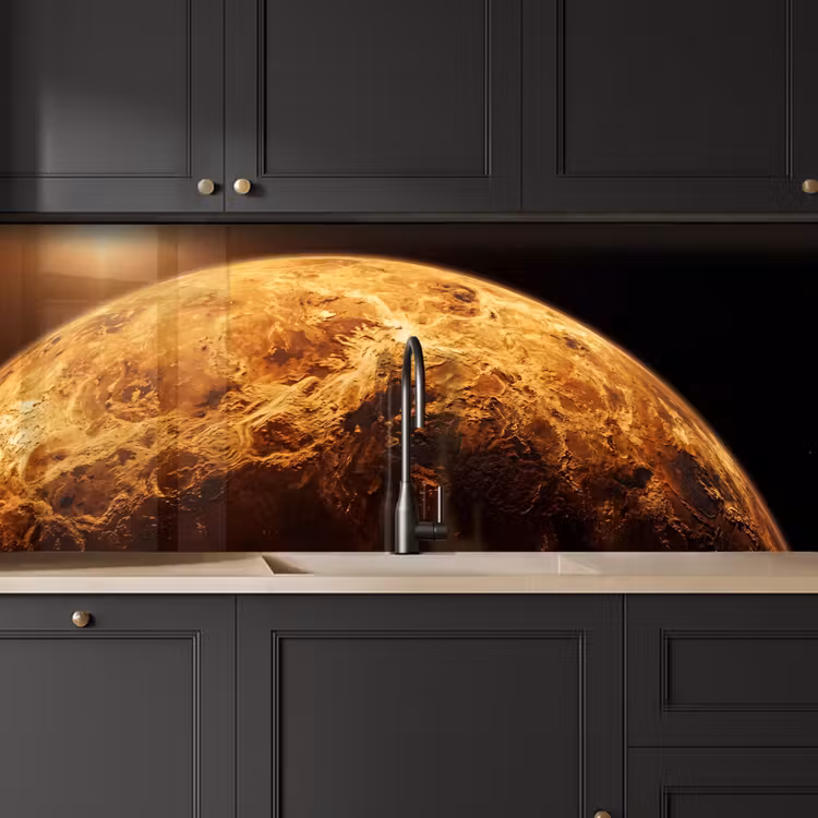 Küchenrückwand - Planet – Weltraum – Orange - Planeet - Ruimte - Oranje keuken achterwand 2 middel
