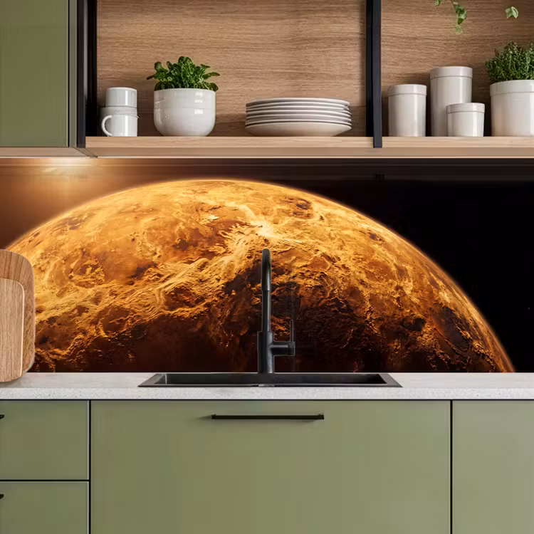 Küchenrückwand - Planet – Weltraum – Orange - Planeet - Ruimte - Oranje keuken achterwand 2 middel