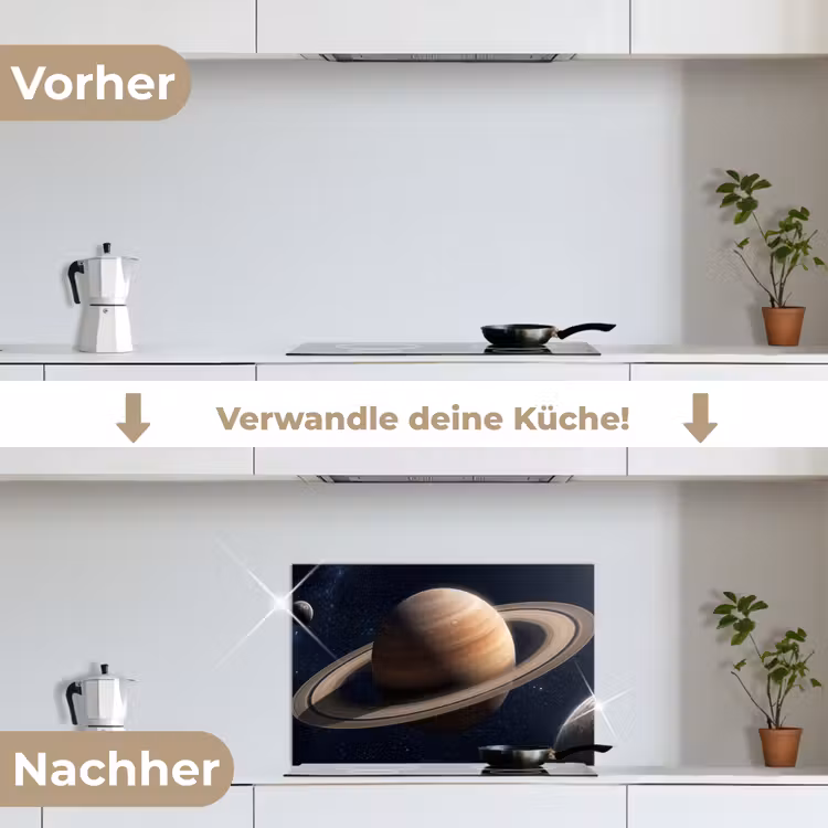 Planeten - Saturnus - Ruimte keuken achterwand spatscherm klein -voor_na_DE