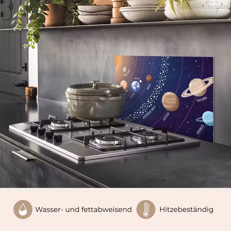 Planetenstelsel - Ruimte - Illustratie keuken achterwand spatscherm klein -usp_DE