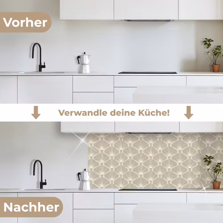 Paneel - Ginkgo - Zand keuken achterwand 2 middel 871 -voor-na_DE