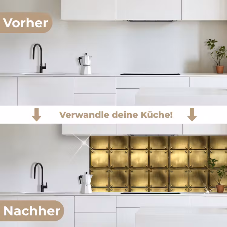 Platen - Industrieel - Stoer - Goud keuken achterwand 2 middel 871 -voor-na_DE
