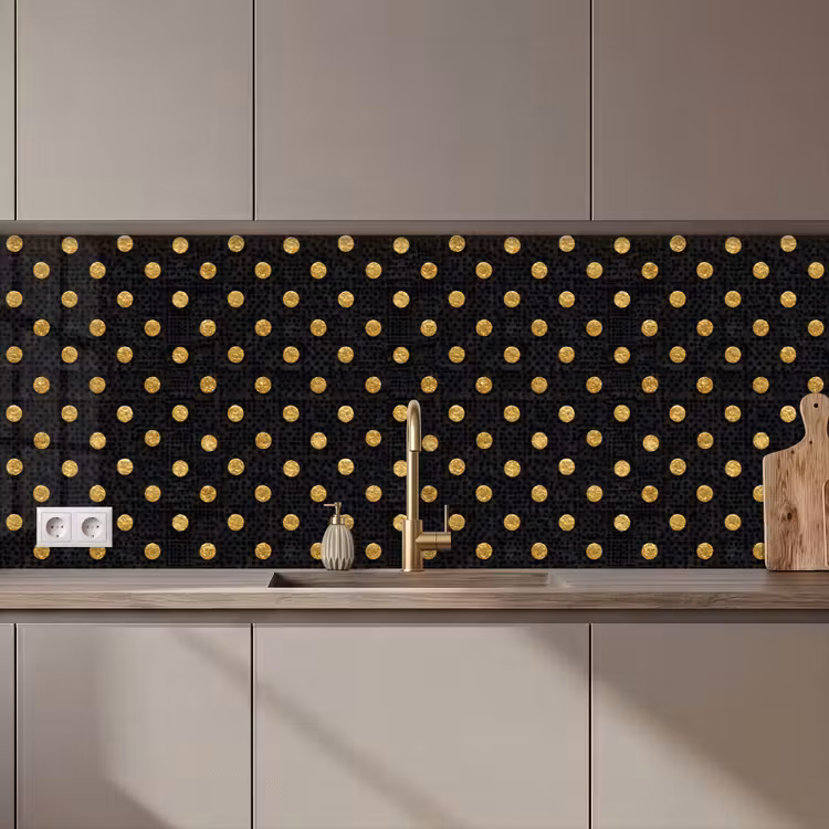 Polka Dot - Stippen - Goud - Zwart keuken achterwand 2 middel 871 zz_3dshopping