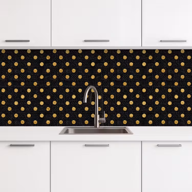 Polka Dot - Stippen - Goud - Zwart keuken achterwand 2 middel 871 -3d