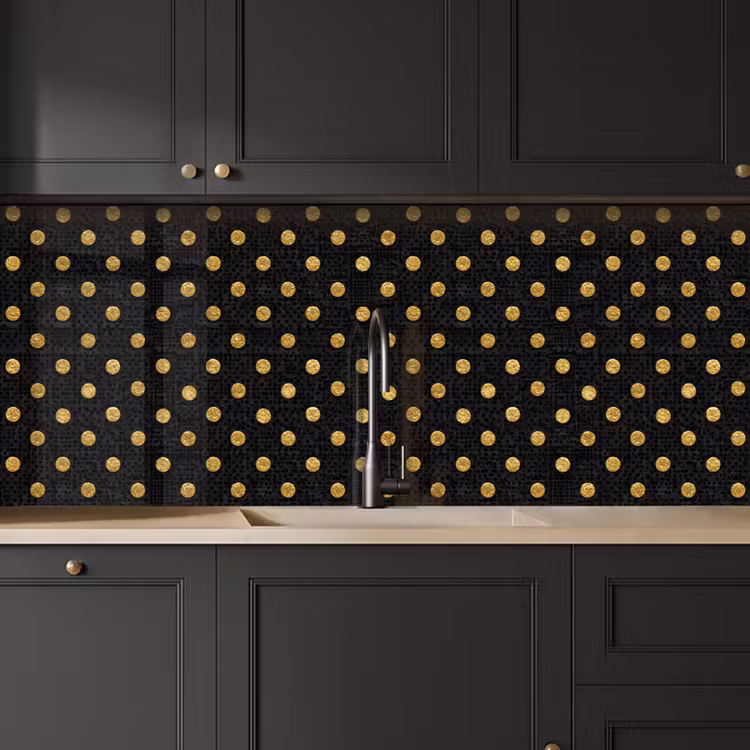 Polka Dot - Stippen - Goud - Zwart keuken achterwand 2 middel 871 -sfeer1