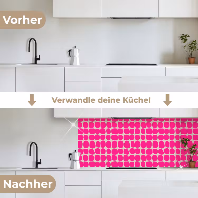 Stippen - Patroon - Roze keuken achterwand 2 middel 871 -voor-na_DE