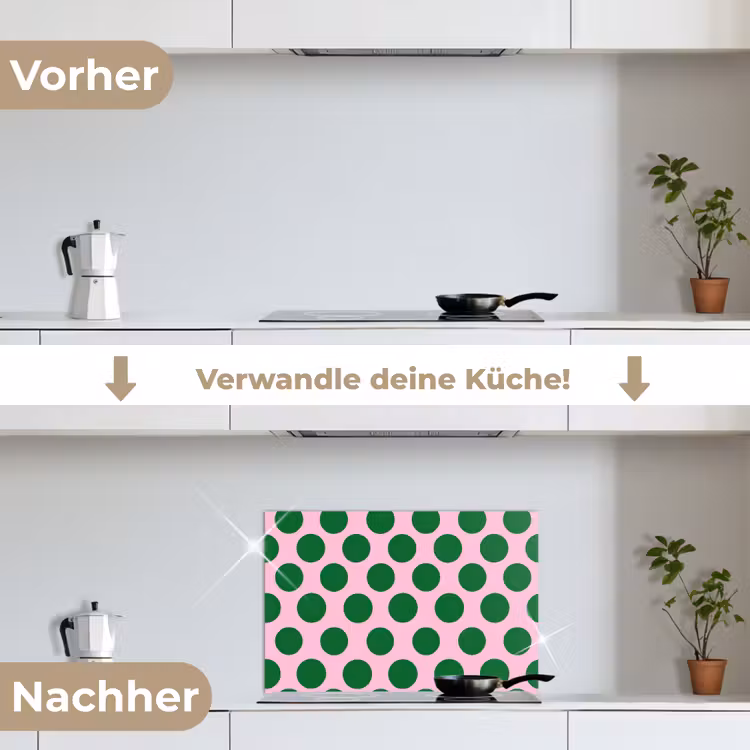 Polkadots - Patroon - Groen keuken achterwand spatscherm klein 900 -voor_na_DE