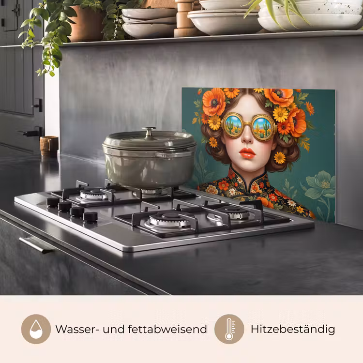 Portret - Vrouw - Kleurrijk - Expressief keuken achterwand spatscherm klein -usp_DE