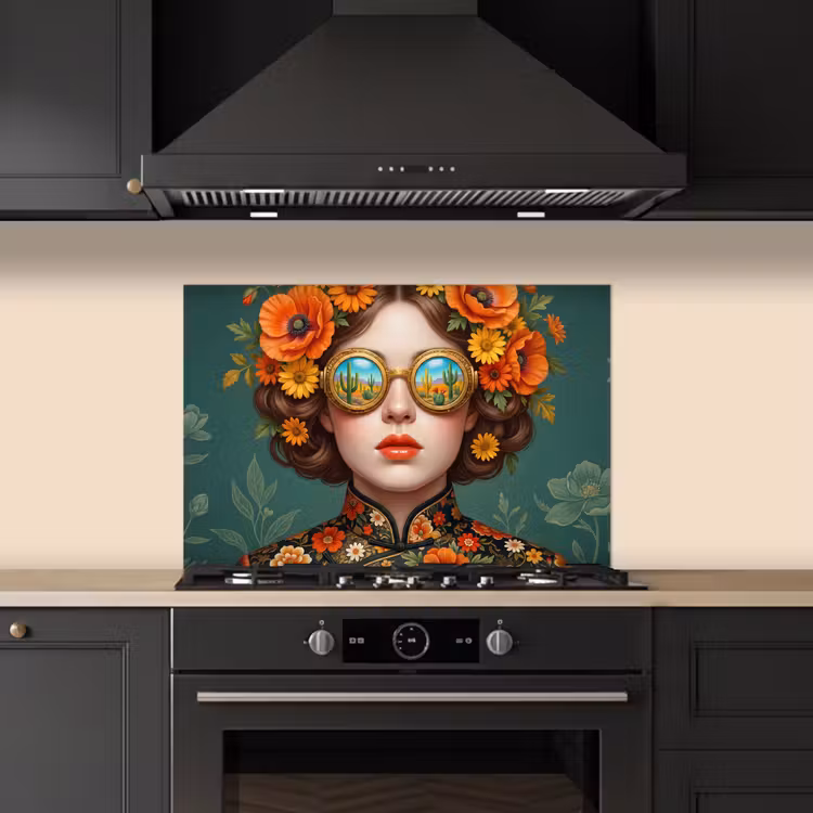 Portret - Vrouw - Kleurrijk - Expressief keuken achterwand spatscherm klein -sfeer1