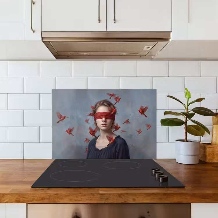 Portret - Krachtig - Rood keuken achterwand spatscherm klein -sfeer2