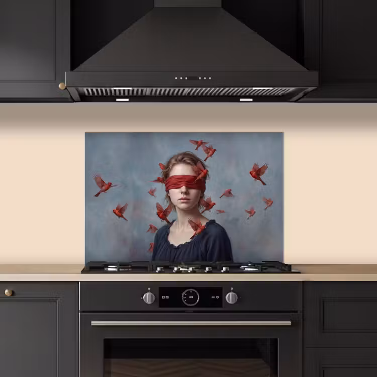 Portret - Krachtig - Rood keuken achterwand spatscherm klein -sfeer1