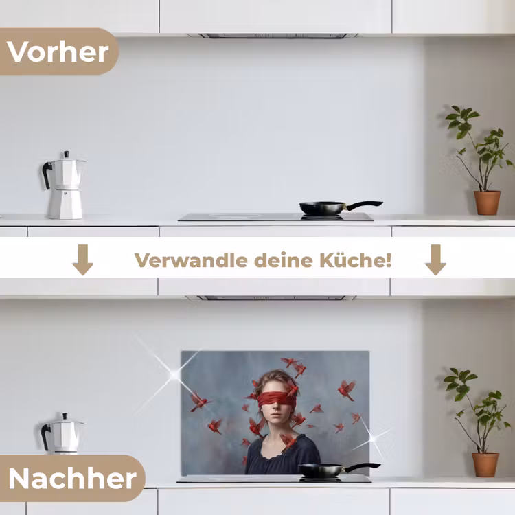 Portret - Krachtig - Rood keuken achterwand spatscherm klein -voor_na_DE