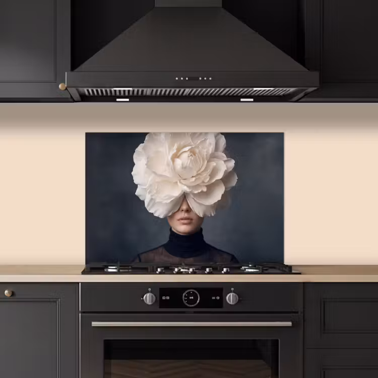 Portret - Mysterieus - Wit keuken achterwand spatscherm klein -sfeer1