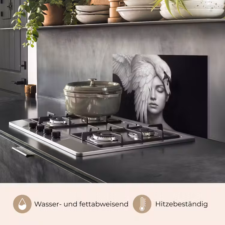 Portret - Zwaan - Zwart - Wit keuken achterwand spatscherm klein -usp_DE