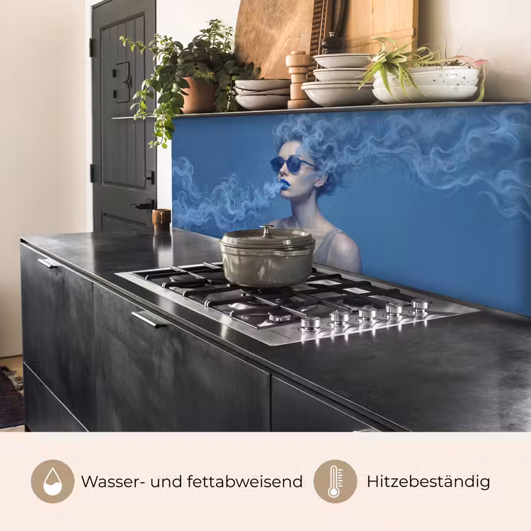 Portret - Zonnebril - Rook - Abstract - Blauw keuken achterwand 2 middel -usp_DE
