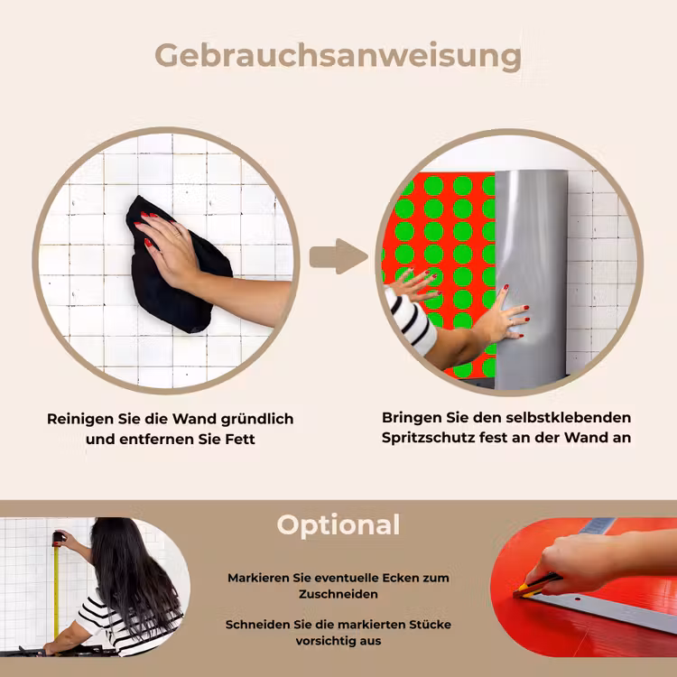 Stippen - Patroon - Groen keuken achterwand spatscherm klein 900 -gebruiksaanwijzing_DE