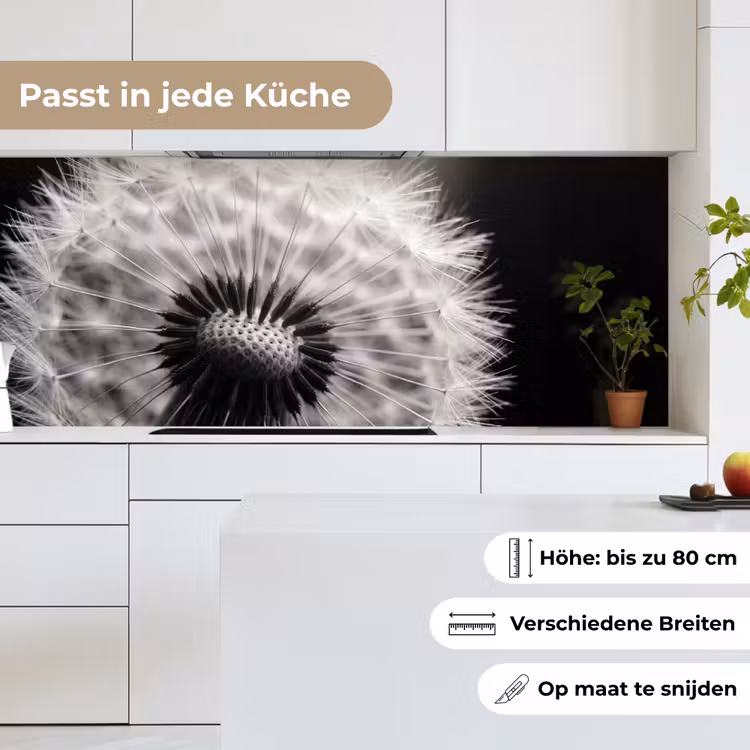 Paardenbloem - Zwart - Wit keuken achterwand 2 middel -sfeer4_DE