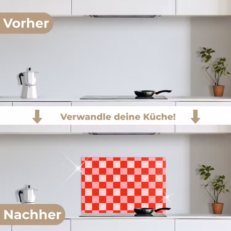 Vierkant - Klassiek - Rood keuken achterwand spatscherm klein 900 -voor_na_DE