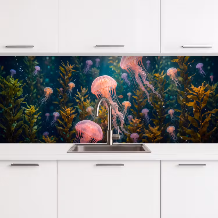 Kwal - Roze - Onderwater - Zeeleven - Dieren keuken achterwand 2 middel -3d