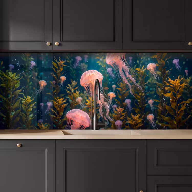 Kwal - Roze - Onderwater - Zeeleven - Dieren keuken achterwand 2 middel -sfeer1