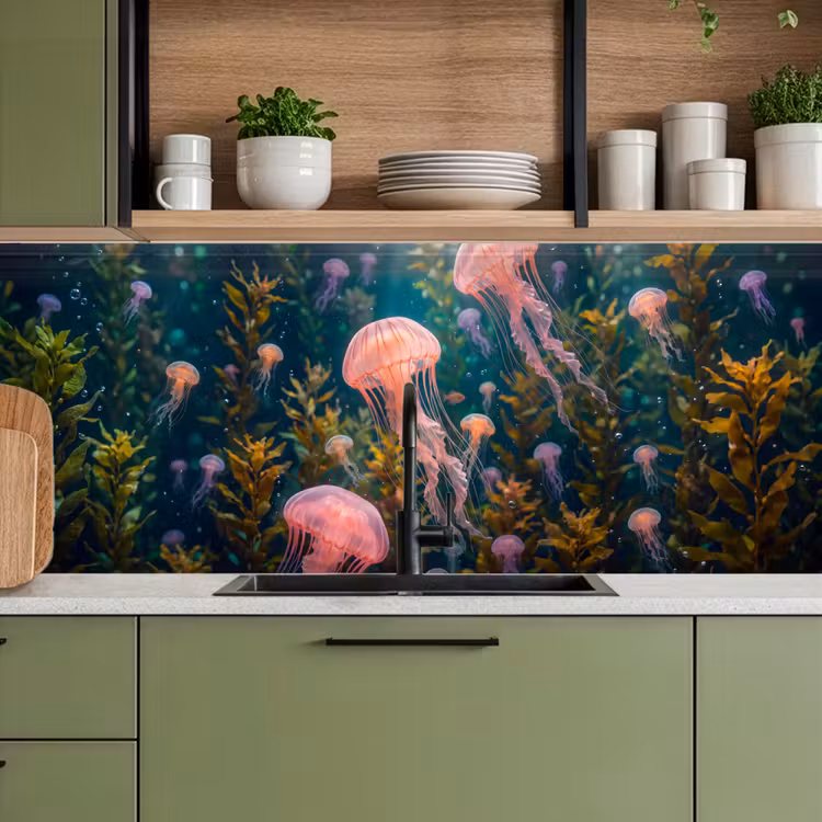Kwal - Roze - Onderwater - Zeeleven - Dieren keuken achterwand 2 middel -sfeer3