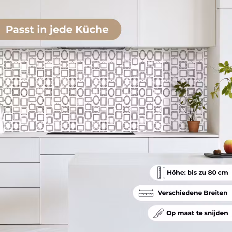 Lijsten - Patroon - Decoratie - Schets - Zwart-wit keuken achterwand 2 middel -sfeer4_DE