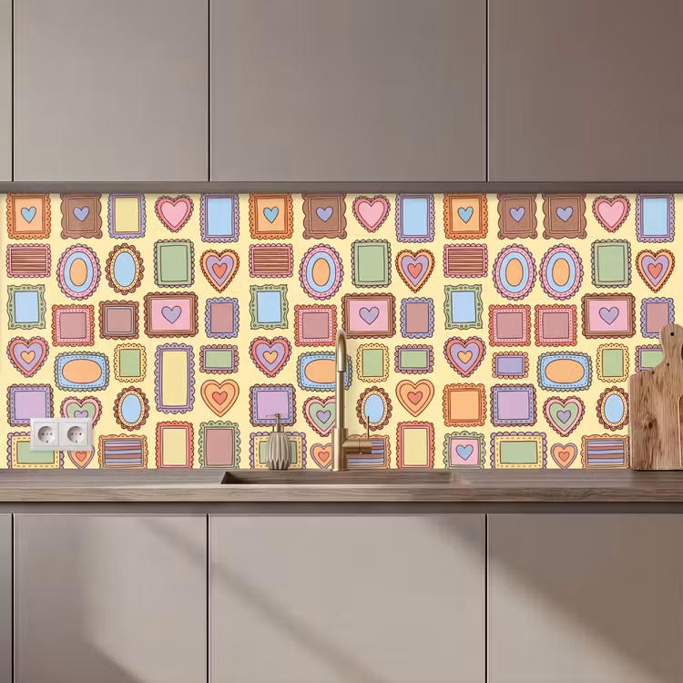 Lijst - Patroon - Hart - Speels - Kleurrijk keuken achterwand 2 middel zz_3dshopping