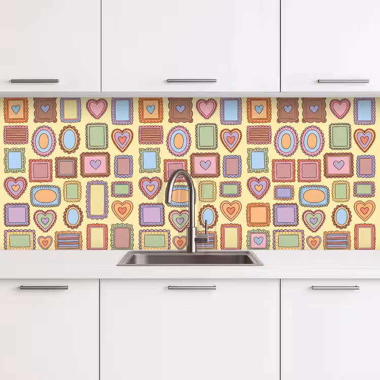 Lijst - Patroon - Hart - Speels - Kleurrijk keuken achterwand 2 middel -3d
