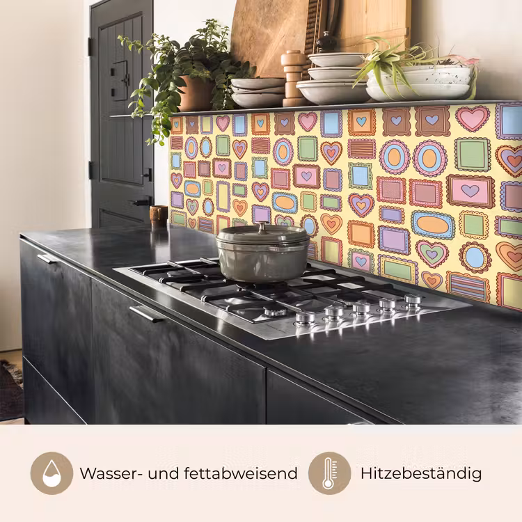 Lijst - Patroon - Hart - Speels - Kleurrijk keuken achterwand 2 middel -usp_DE