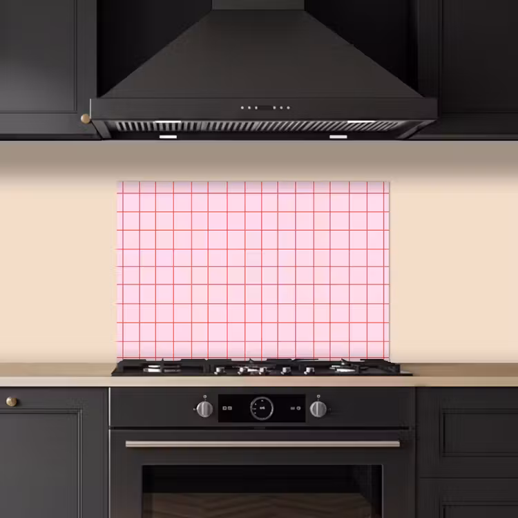 Raster - Patroon - Roze keuken achterwand spatscherm klein 900 -sfeer1