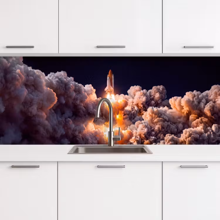Küchenrückwand - Raumfahrzeug – Start – Sterne - Ruimtevaartuig - Lancering - Sterren keuken achterwand 2 middel