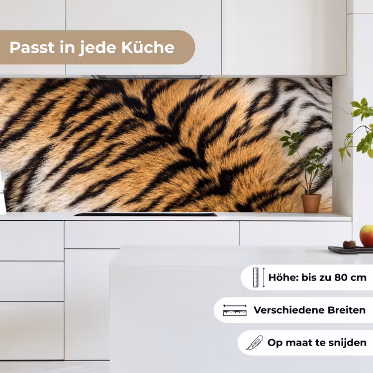 Realistisch - Tijgervacht - Zwart keuken achterwand 2 middel -sfeer4_DE