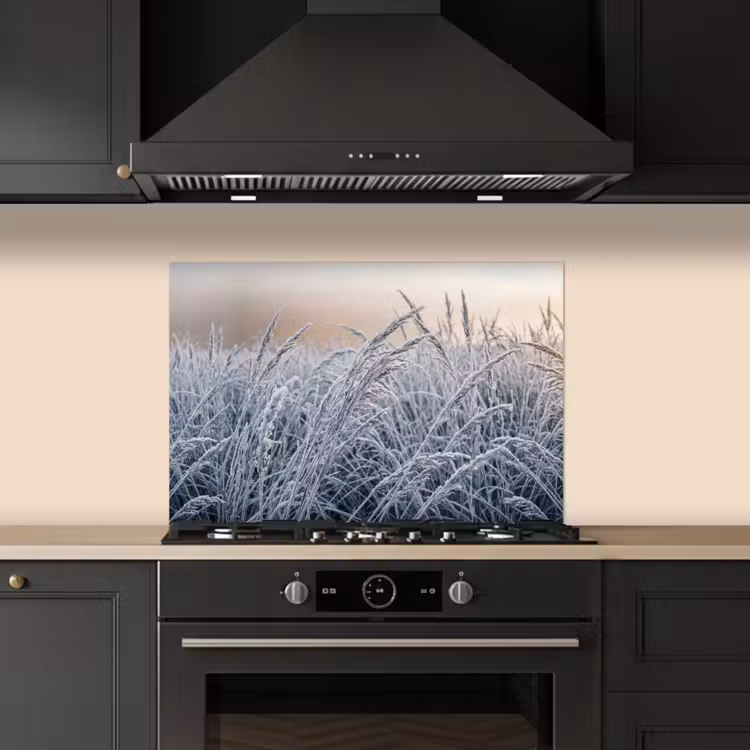 Rijp - Gras - Kristallen - Winter - Minimalistisch keuken achterwand spatscherm klein -sfeer1