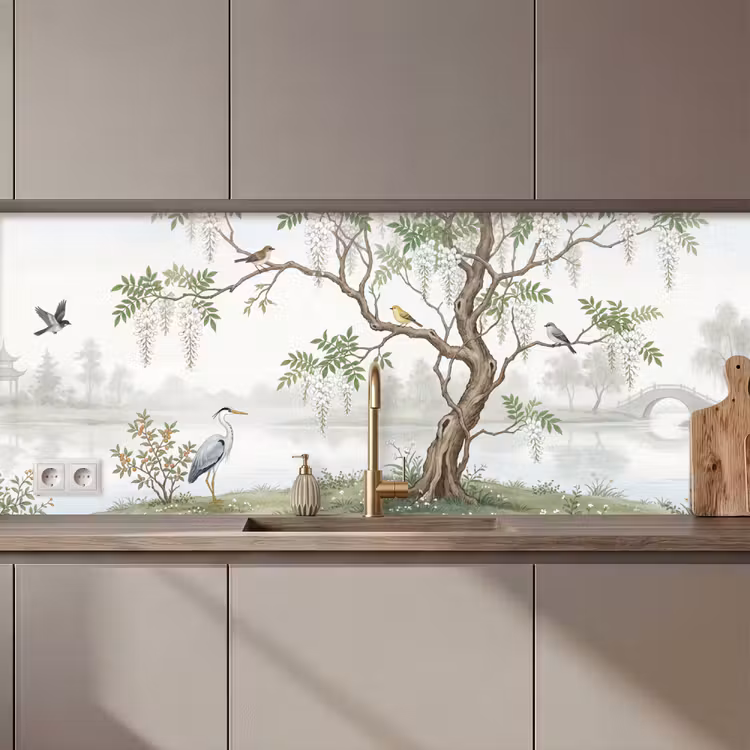 Reiger - Landschap - Groen keuken achterwand 2 middel zz_3dshopping
